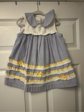 Samara blue and yellow gingham collared dress